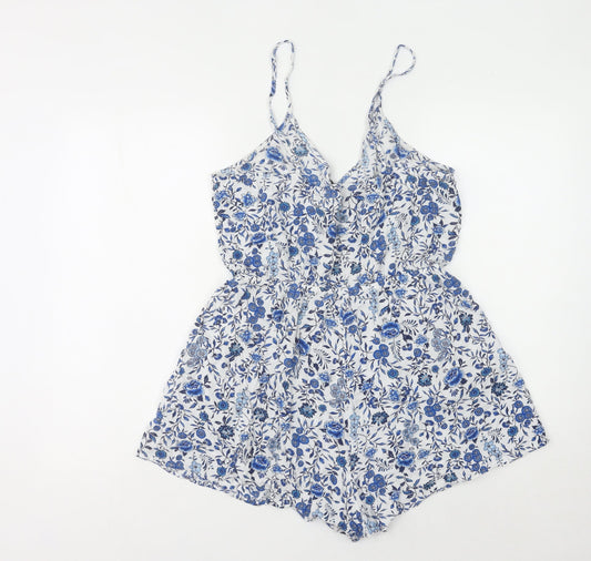 Divided Women's Blue Floral Playsuit Size 14
