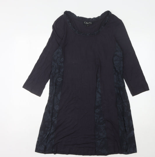 Capri Women's Black Floral Shift Dress Size 12
