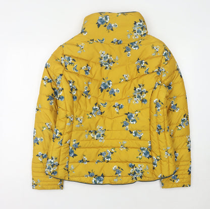 Tu Women's Yellow Puffer Jacket, Size 14, Floral Print