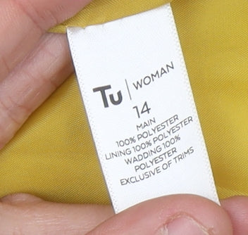 Tu Women's Yellow Puffer Jacket, Size 14, Floral Print