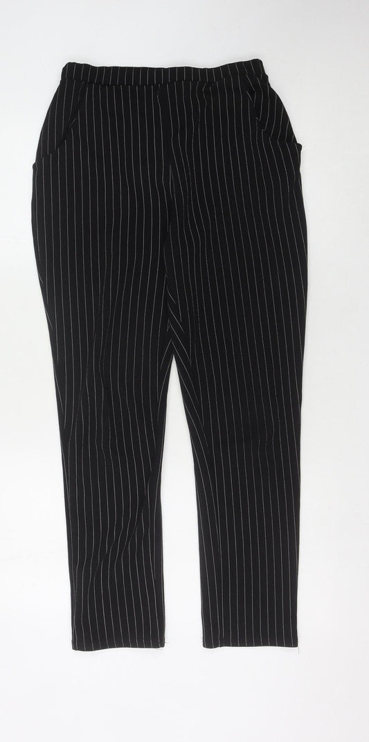Womens UK Size 12 PRETTYLITTLETHING Regular Fit Business Casual Black Trousers