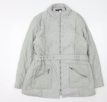 Peacocks Women's Grey Belted Jacket Size 18