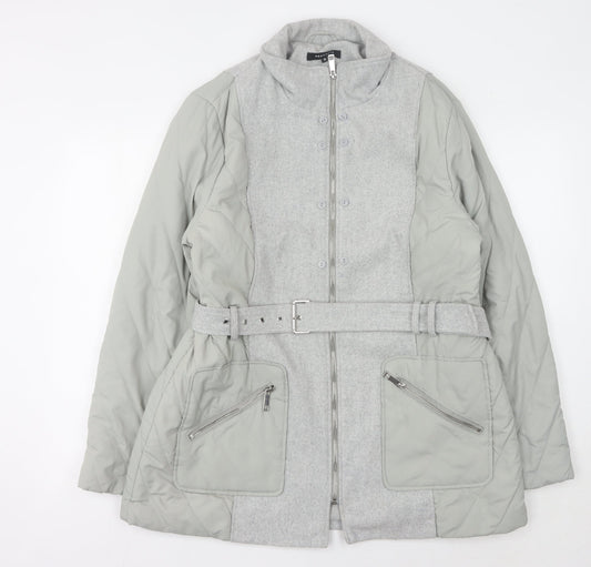 Peacocks Women's Grey Belted Jacket Size 18