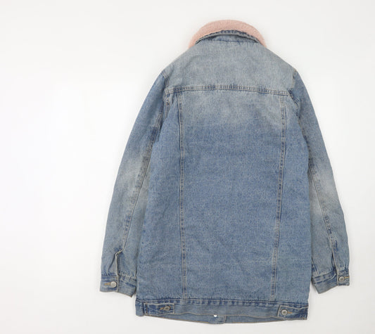 Denim Co. Women's Blue Faux Fur Collar Denim Jacket Size 8