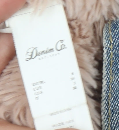 Denim Co. Women's Blue Faux Fur Collar Denim Jacket Size 8