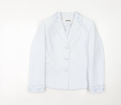 Kasper Women's White Blazer, Size 4, Regular Fit, Notch Lapel