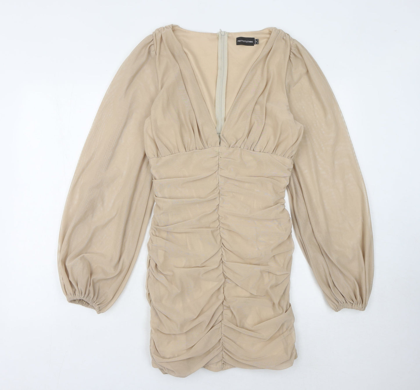 PrettyLittleThing Women's Beige Bodycon Dress Size 10