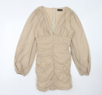 PrettyLittleThing Women's Beige Bodycon Dress Size 10