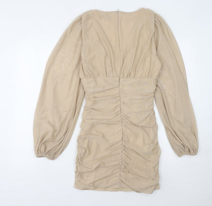 PrettyLittleThing Women's Beige Bodycon Dress Size 10