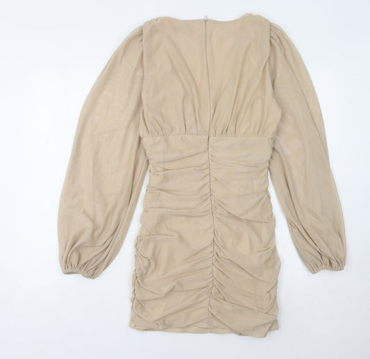 PrettyLittleThing Women's Beige Bodycon Dress Size 10