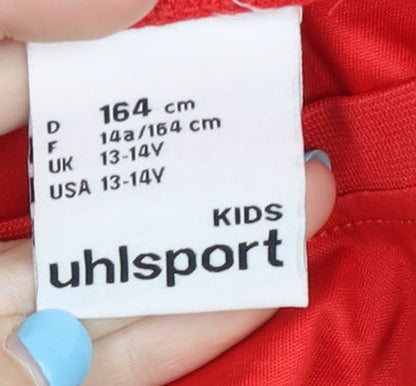 Uhlsport Boys Red T-Shirt 13-14 Years Logo Activewear