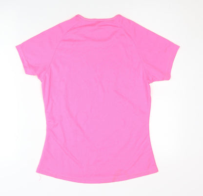 Sporty Women Pink Crew Neck T-Shirt, Size M, Lightweight