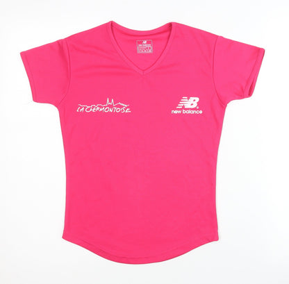 New Balance Women's Pink V-Neck Activewear Top S