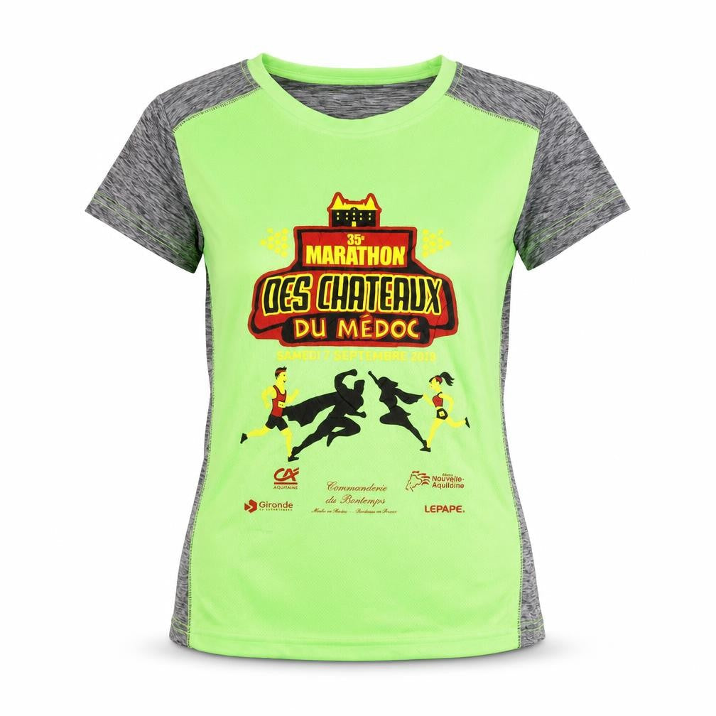 Front view of Women's Green Grey Marathon T-Shirt, size S