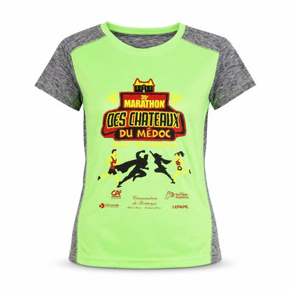 Front view of Women's Green Grey Marathon T-Shirt, size S