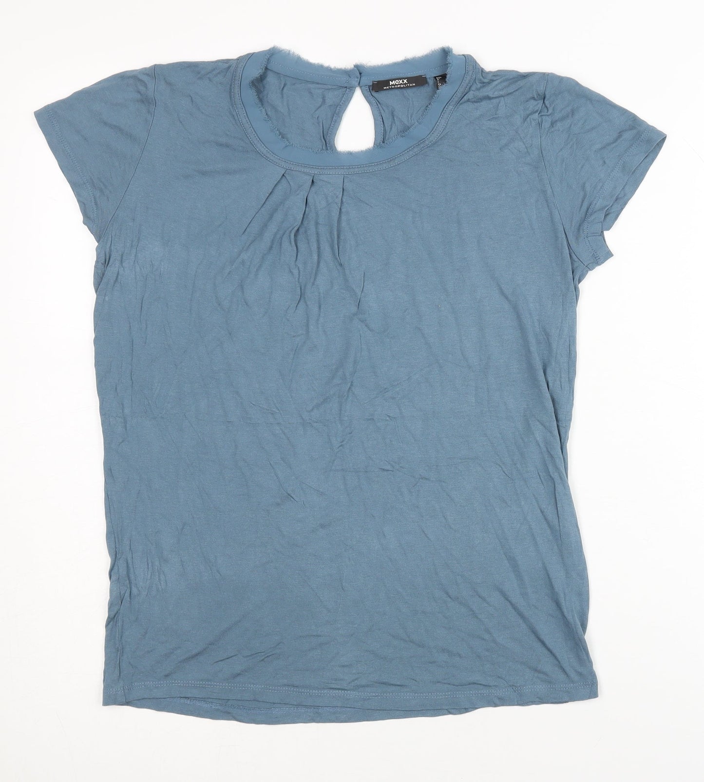 Mexx Women's Blue T-Shirt, Size 12, Casual Keyhole Neck
