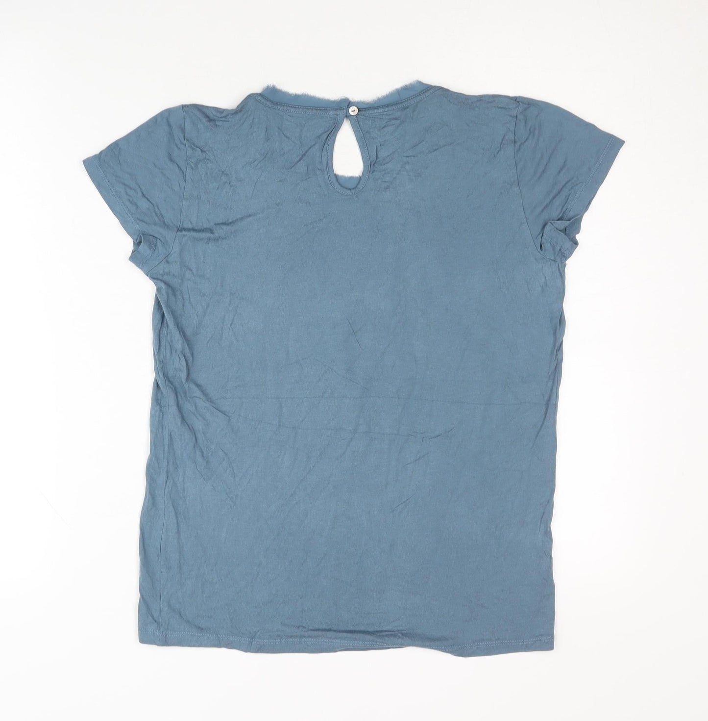 Mexx Women's Blue T-Shirt, Size 12, Casual Keyhole Neck