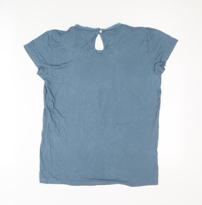 Mexx Women's Blue T-Shirt, Size 12, Casual Keyhole Neck