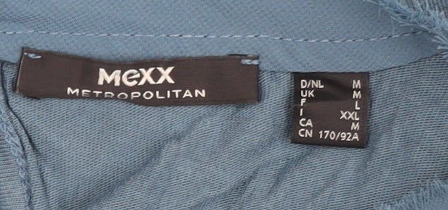 Mexx Women's Blue T-Shirt, Size 12, Casual Keyhole Neck