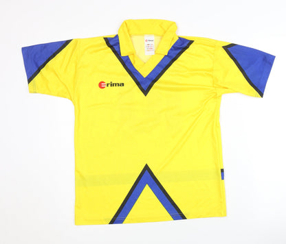 Erima Men's Yellow Football Jersey XS - Short Sleeve Sport T-Shirt