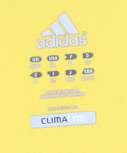 Adidas Mens Yellow XL Football Jersey T-Shirt