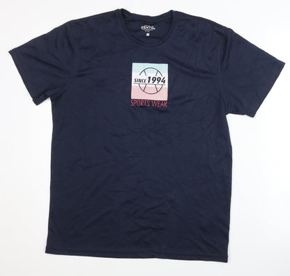 Identic Men's Blue M Graphic Print T-Shirt Sports