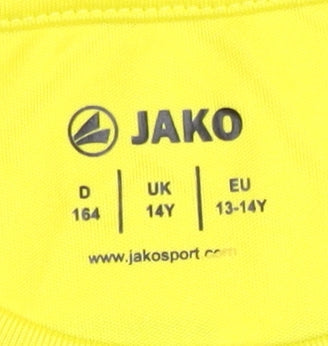 JAKO Boys Yellow Football Jersey T-Shirt, Size 14 Years