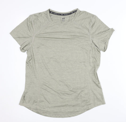 H&M Women's Grey Gym T-Shirt Size 12 Crew Neck Activewear