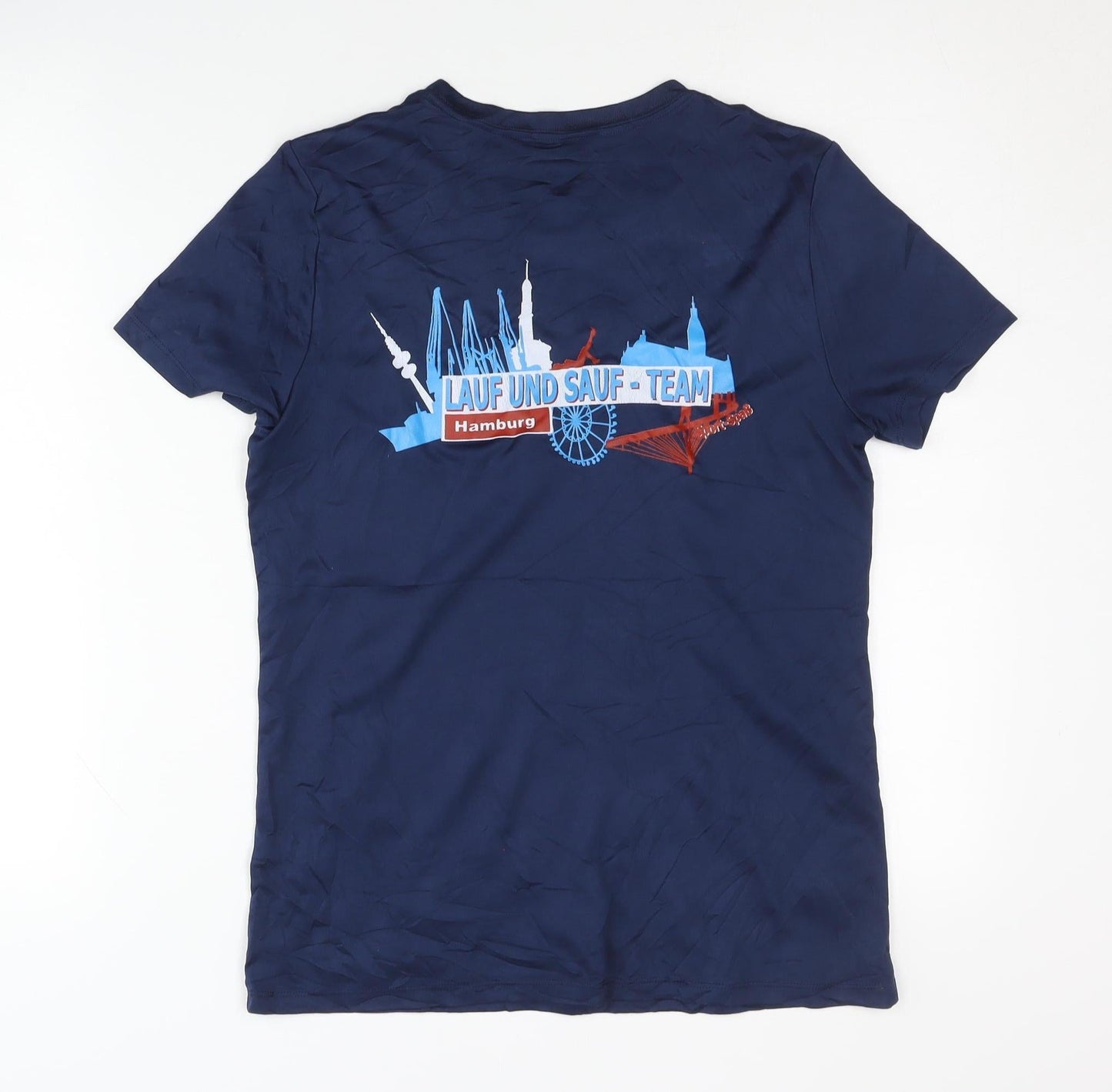 Hanes Blue Unisex Activewear T-Shirt M Crew Neck