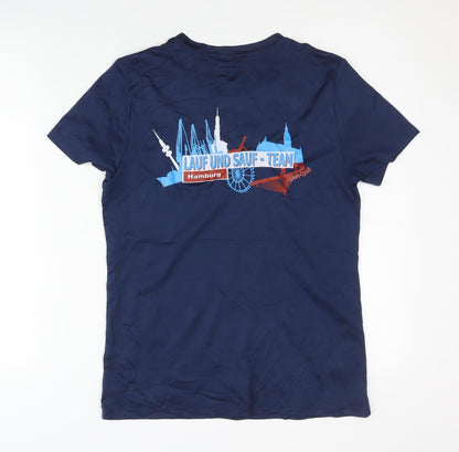 Hanes Blue Unisex Activewear T-Shirt M Crew Neck