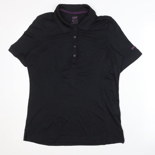 Crivit Women's Black Polo Activewear Top Size 14