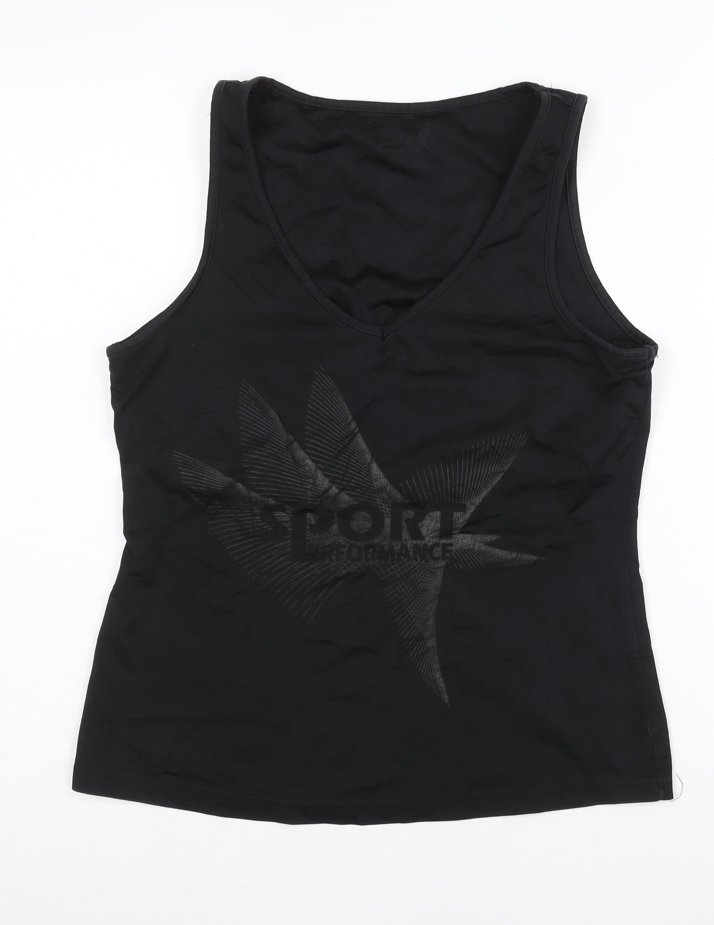 Crivit Women's Black Tank Top Size 10 V-Neck