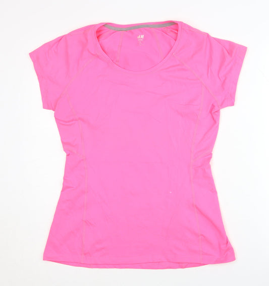 H&M Women's Pink Short Sleeve Gym T-Shirt - Medium