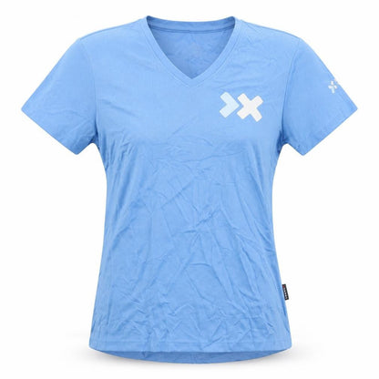 Front view of Hakro Blue unisex kids t-shirt, size M, activewear short sleeve