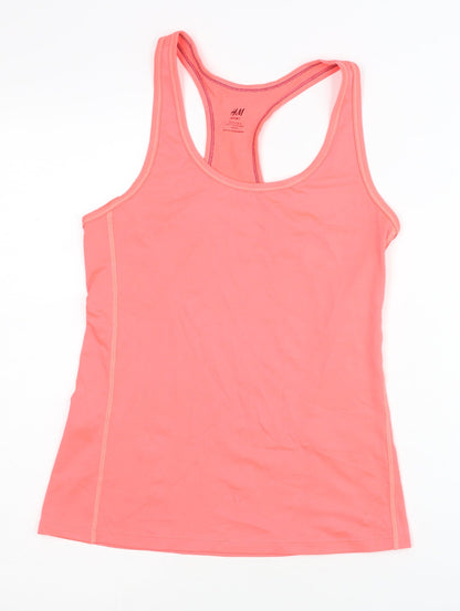 H&M Women's Pink Racerback Tank Top - Size 8