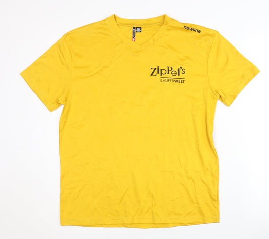 Newline Yellow Men's M Jersey T-Shirt V-Neck Running