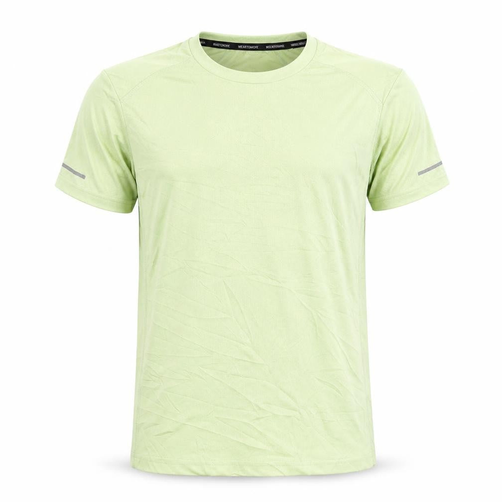 Front view of Wear to Move Men's Green T-Shirt, size S, Reflective