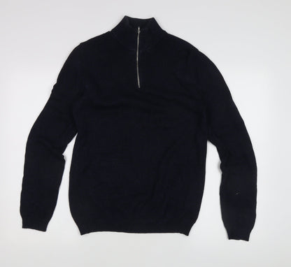 ASOS Design Black Wool Full Zip Men's Jumper XS