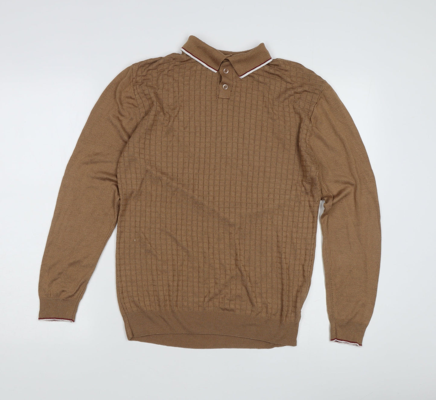 River Island Men's Brown Cable-Knit Pullover, Size L