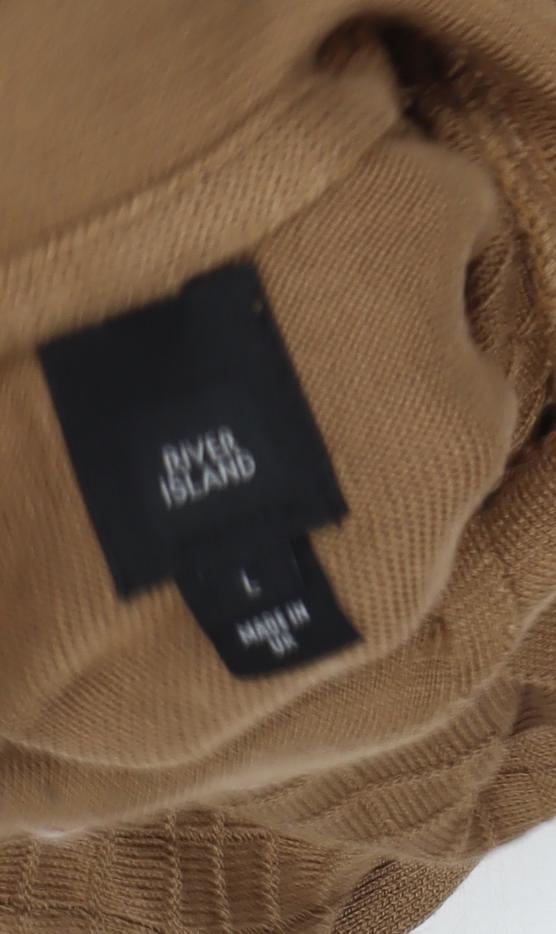 River Island Men's Brown Cable-Knit Pullover, Size L