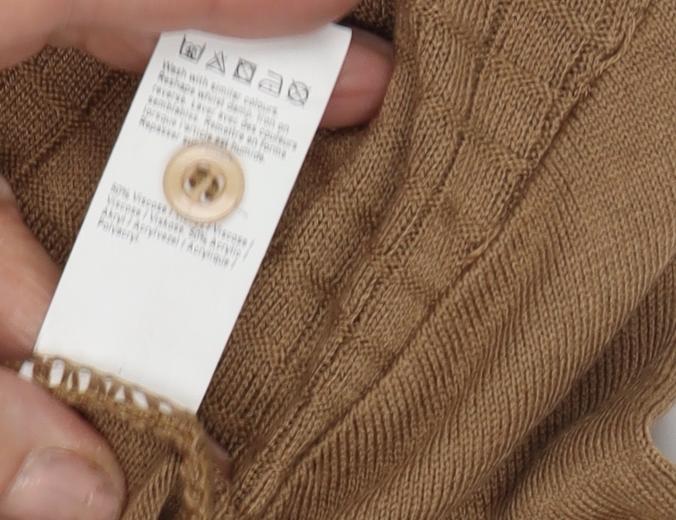 River Island Men's Brown Cable-Knit Pullover, Size L