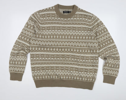 Burton Menswear Beige Fair Isle Jumper for Men - Size L