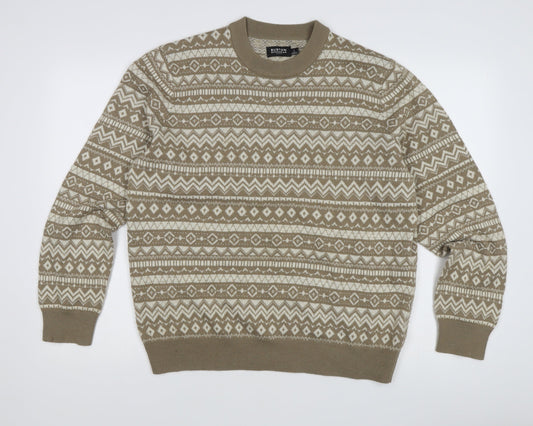 Burton Menswear Beige Fair Isle Jumper for Men - Size L