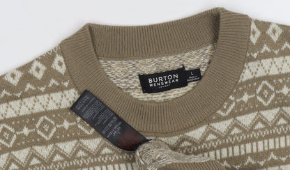 Burton Menswear Beige Fair Isle Jumper for Men - Size L