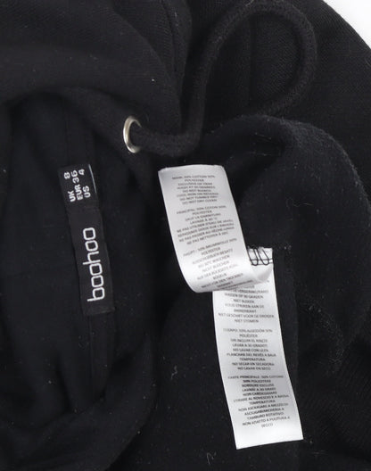 Womens UK Size S Boohoo Black Pullover Hoodie