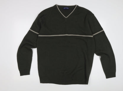 Tom Hagan Men's Green V-Neck Pullover Jumper, 2XL