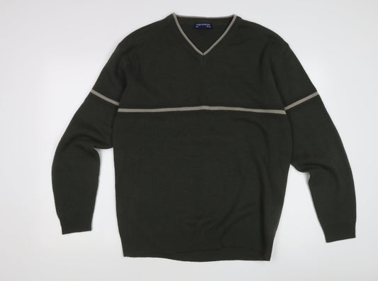 Tom Hagan Men's Green V-Neck Pullover Jumper, 2XL