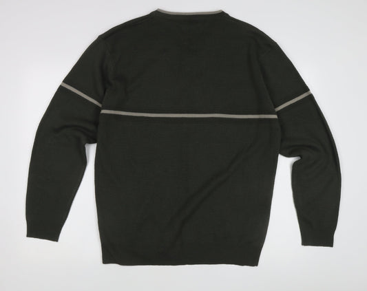 Tom Hagan Men's Green V-Neck Pullover Jumper, 2XL