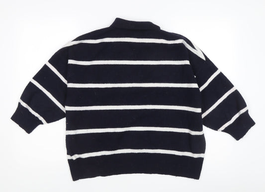 H&M Women's Black Striped Pullover Jumper L