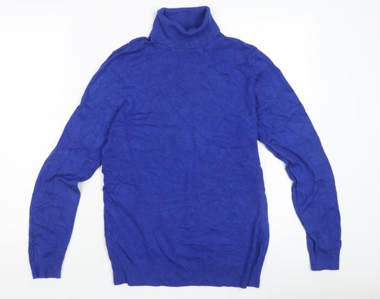 Ann Taylor Women's Blue Roll Neck Jumper L